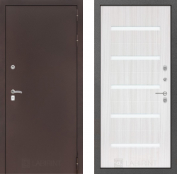 Дверь Лабиринт (LABIRINT) CLASSIC 01 Белое стекло Сандал белый