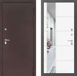 Дверь Лабиринт (LABIRINT) CLASSIC 19 с Зеркалом Белый софт