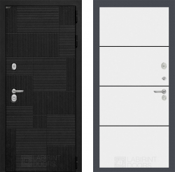 Дверь Лабиринт (LABIRINT) PAZL 25 Черный молдинг Белый софт
