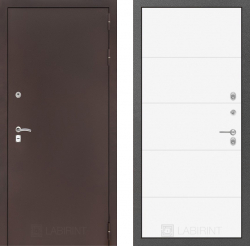 Дверь Лабиринт (LABIRINT) CLASSIC антик медный 13 Белый софт