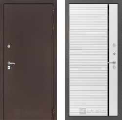 Дверь Лабиринт (LABIRINT) CLASSIC антик медный 22 Черная вставка Белый софт