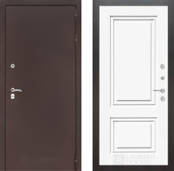 Дверь Лабиринт (LABIRINT) CLASSIC антик медный 26 Эмаль Белый (RAL-9003)