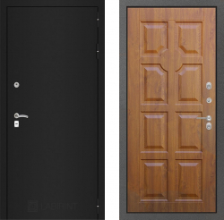 Дверь Лабиринт (LABIRINT) CLASSIC шагрень черная 17 золотой дуб