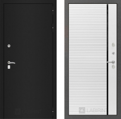 Дверь Лабиринт (LABIRINT) CLASSIC шагрень черная 22 Черная вставка Белый софт