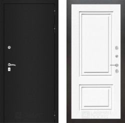 Дверь Лабиринт (LABIRINT) CLASSIC шагрень черная 26 Эмаль Белый (RAL-9003)