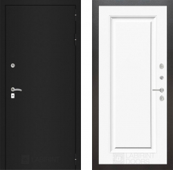 Дверь Лабиринт (LABIRINT) CLASSIC шагрень черная 27 Эмаль Белый (RAL-9003)