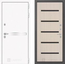 Дверь Лабиринт (LABIRINT) LINE WHITE 01 Черное стекло Беленый дуб