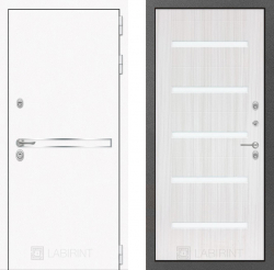 Дверь Лабиринт (LABIRINT) LINE WHITE 01 Белое стекло Сандал белый