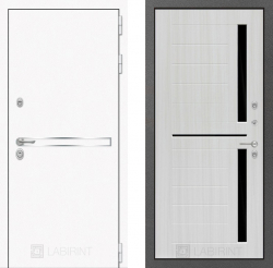 Дверь Лабиринт (LABIRINT) LINE WHITE 02 Черное стекло Сандал белый
