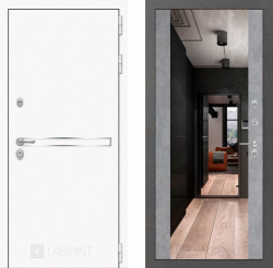 Дверь Лабиринт (LABIRINT) LINE WHITE с Зеркалом Максимум Бетон светлый