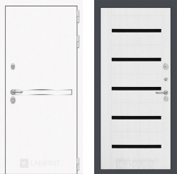 Дверь Лабиринт (LABIRINT) LINE WHITE 01 Черное стекло Белое дерево