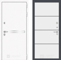Дверь Лабиринт (LABIRINT) LINE WHITE 25 Черный молдинг Белый софт