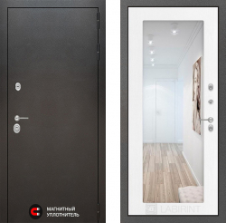 Дверь Лабиринт (LABIRINT) SILVER 18 с Зеркалом Белое дерево
