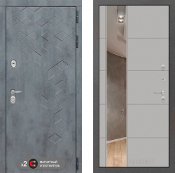Дверь Лабиринт (LABIRINT) BETON 19 с Зеркалом Грей софт