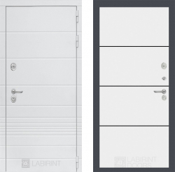 Дверь Лабиринт (LABIRINT) TRENDO 25 Черный молдинг Белый софт
