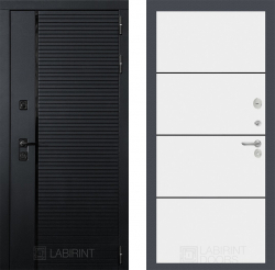 Дверь Лабиринт (LABIRINT) PIANO 25 Черный молдинг Белый софт