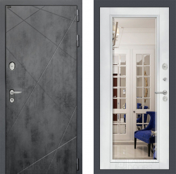Дверь Лабиринт (LABIRINT) LOFT Фацет Зеркало Белый софт